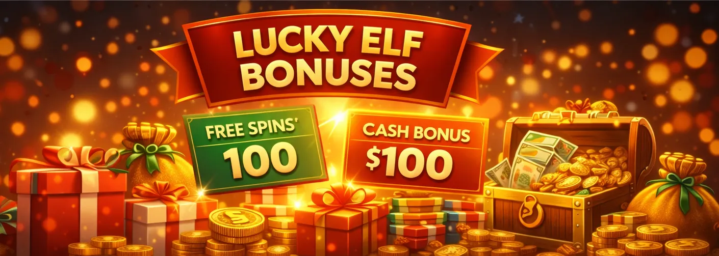 Lucky Elf Casino bonus banner for Canadian players